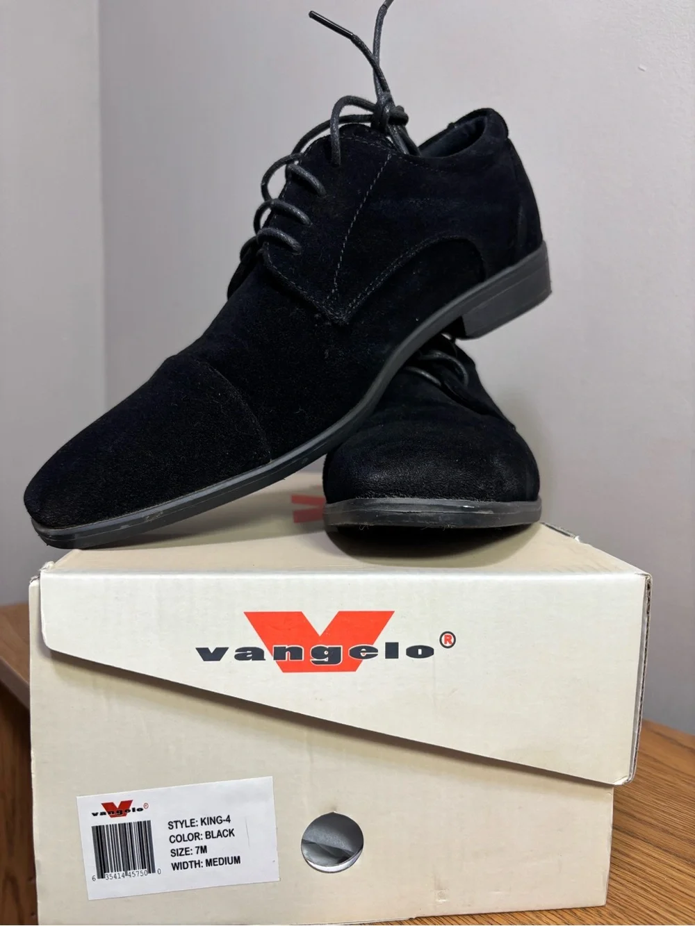 Vangelo Black Suede Derby Shoes for Men